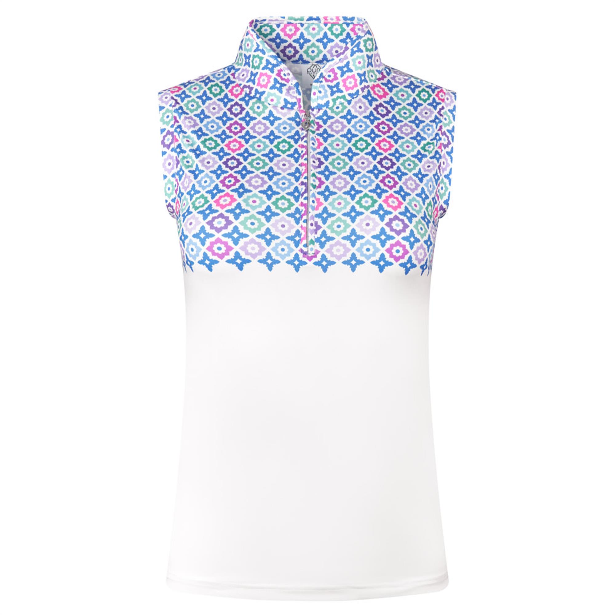 Pure Golf Truth Ladies Sleeveless Golf Polo Shirt Geoflower